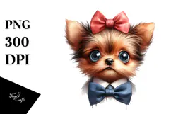 Crazy Baby Dog with Bow and Tie PNG Product Image 1