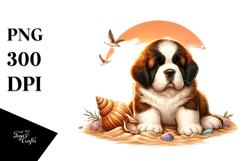 Watercolor Saint Bernard on Beach, 20 oz Tumbler Product Image 1