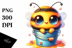 Vibrant Baby Bee in Bucket | Sublimation Clipart Product Image 1