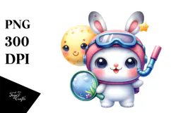 Colorful Smiling Cute Baby Bunny PNG Product Image 1