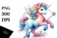 Baby Unicorn on Pole, Watercolor PNG Product Image 3