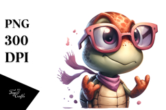 Silly Cartoon Turtle with Oversized Sunglasses PNG Product Image 1