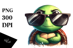 Silly Cartoon Turtle with Oversized Sunglasses PNG Product Image 1