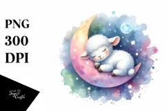 Colorful Cute Baby Lamb Sublimation Clipart Product Image 1