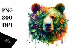 Abstract Vibrant Plant Leaves Bear PNG Product Image 3