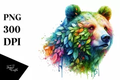 Abstract Vibrant Plant Leaves Bear PNG Product Image 1