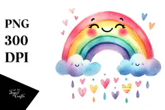 Colorful Rainbow with Hearts PNG Product Image 1