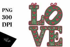 Retro Love Christmas Illustration Png Product Image 5