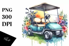 Vintage Golf Cart | Sublimation Clipart Product Image 1