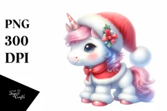 Cute Baby Unicorn Santa | Clipart Product Image 1
