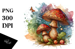 Magical Wooden Stained Mushroom PNG Product Image 1
