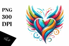 Colorful Heart Wings Fire PNG Product Image 1