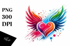 Colorful Heart Wings PNG Product Image 1