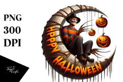 Halloween Fredy Crueger on Moon, PNG Product Image 1