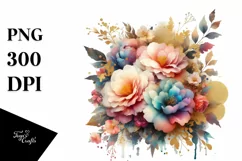 Colorful Abstract Bouquet with Camellia | Sublimation | Product Image 1