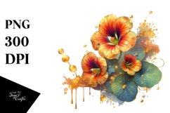 Shiny Nasturtium with Golden Insertions | Clipart Product Image 1