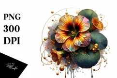 Shiny Nasturtium with Golden Insertions | Clipart Product Image 1