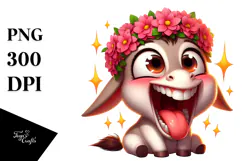 Ridiculously Cute Donkey Flower Crown PNG Product Image 1