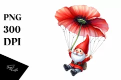 Gnome Parachute Poppy Air | Sublimation | Clipart Product Image 3