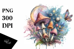Magical Mushroom Watercolor Splash PNG Product Image 3