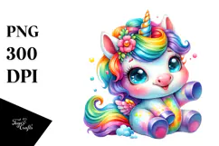 Funny Baby Unicorn Playing, Transparent PNG Product Image 1