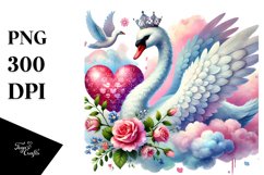 Colorful Swan Heart, PNG Product Image 1