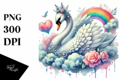 Digital Painting of Adorned Swan, PNG Product Image 1