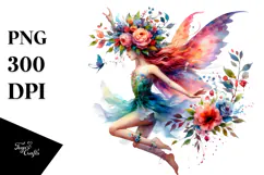 Fairy Jumping Floral Wreath PNG Product Image 1
