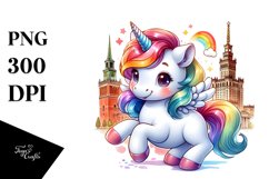 Baby Unicorn in Warsaw Park, Watercolor PNG Product Image 3