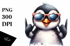 Funny Penguin Smiling, Rocker Sign | Sublimation Clipart Product Image 3