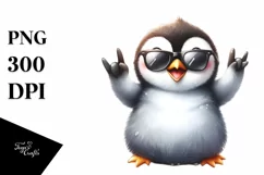 Funny Penguin Smiling, Rocker Sign | Sublimation Clipart Product Image 1