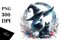 Retro Witch with Cat PNG Product Image 1