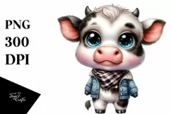 Watercolor Expressive Baby Cow | Clipart Product Image 3