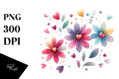 Colorful Simple Boho Flower with Heart Petals PNG Product Image 1
