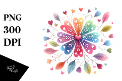 Colorful Simple Boho Flower with Heart Petals PNG Product Image 1