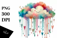 Digital Painting of Boho Cloud with Hearts Product Image 1