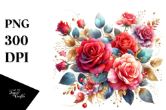 Colorful Red Roses PNG Product Image 1