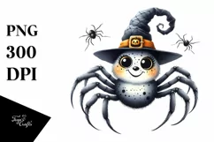 Funny Watercolor Haloween Spider Clipart Product Image 1