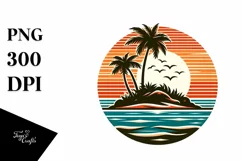 Retro Tropical Island Sunset | Sublimation | Clipart Product Image 1