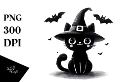Funny Halloween Black Cat PNG Product Image 1