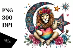 Digital Painting of Boho Lion, PNG Product Image 1