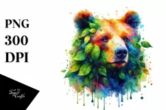 Abstract Vibrant Plant Leaves Bear PNG Product Image 3