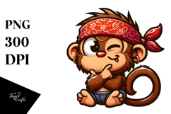 Silly Monkey with Bandana PNG Product Image 1
