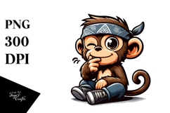 Serious Monkey with Bandana, Transparent PNG Product Image 1