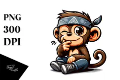 Serious Monkey with Bandana, Transparent PNG Product Image 1