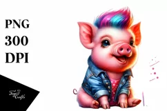 Vibrant Baby Pig Watercolor PNG Product Image 3