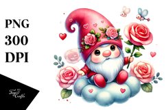 Colorful Cute Valentines Gnome Cloud PNG Product Image 1