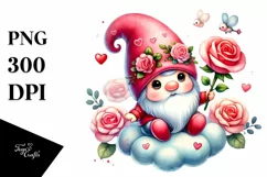 Colorful Cute Valentines Gnome Cloud PNG Product Image 1
