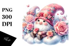 Colorful Cute Valentines Gnome Cloud PNG Product Image 1