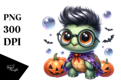 Cute Baby Turtle in Halloween PNG Product Image 1